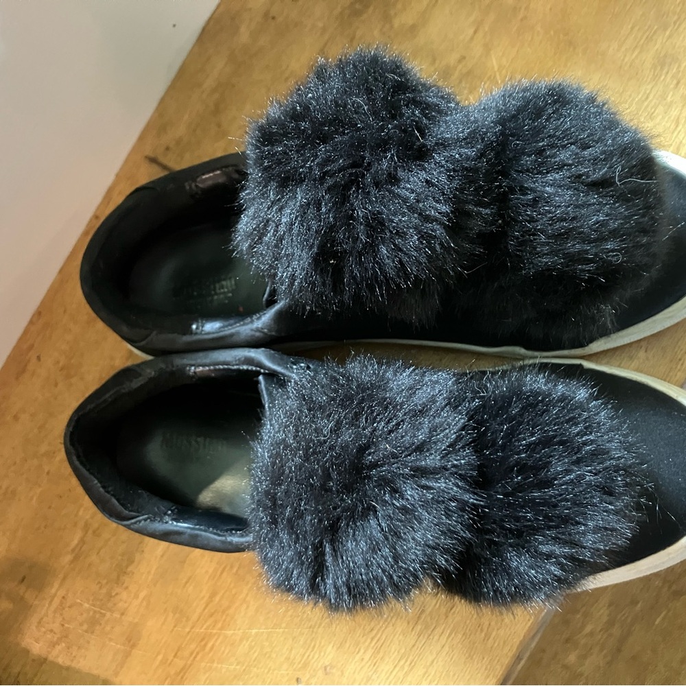 Mossimo Black Faux Fur Slip-On Sneakers